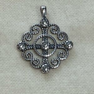 James Avery Twisted Wire Filigree Lacy Intricate Silver Cross Pendant